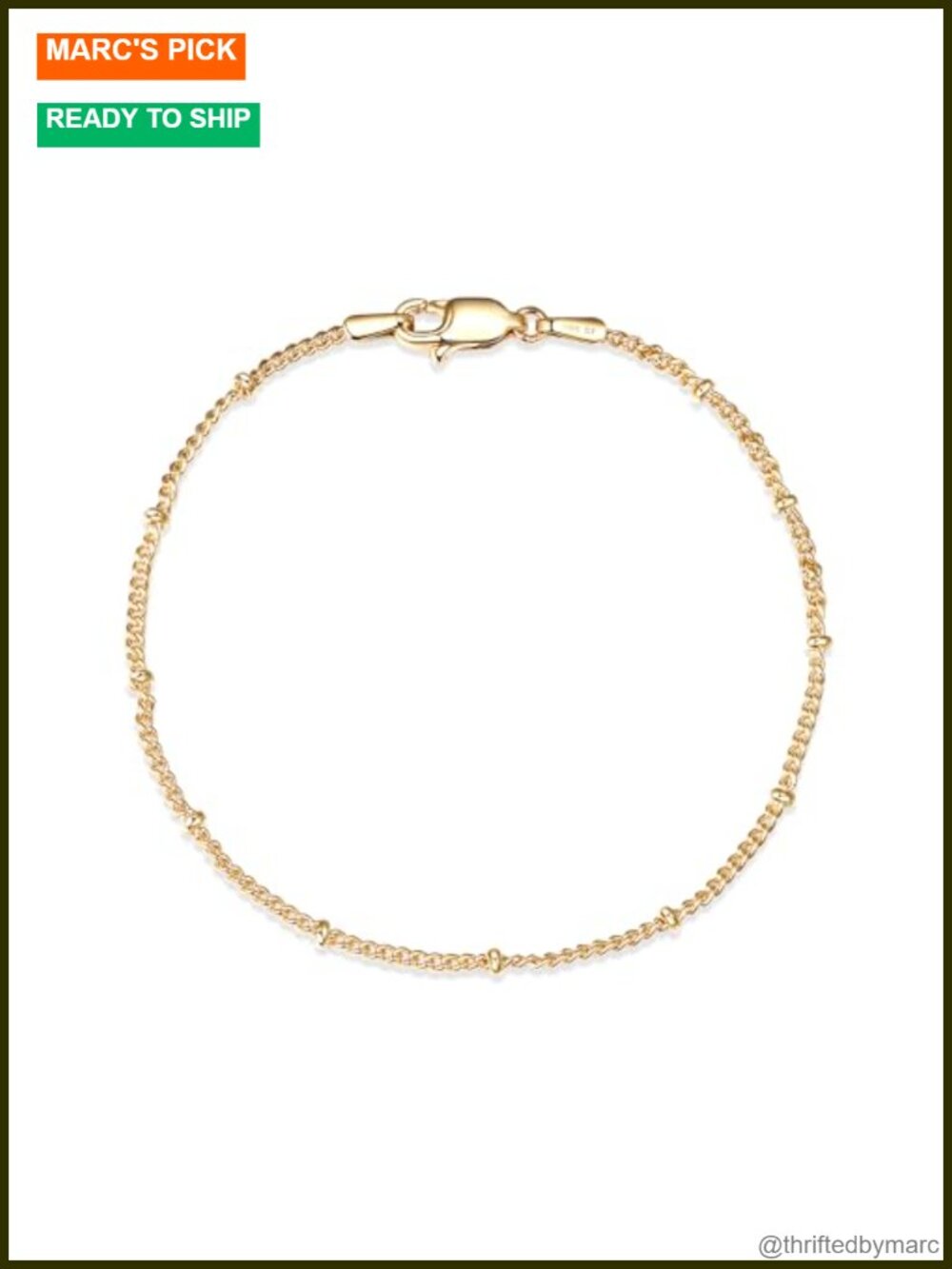 14K Gold Filled Dainty Satellite Beaded Bracelet for Women, Link Chain 6.5-7.5
